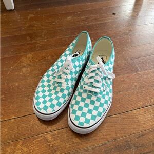 Men’s Vans Aqua and White Checkered Sneakers